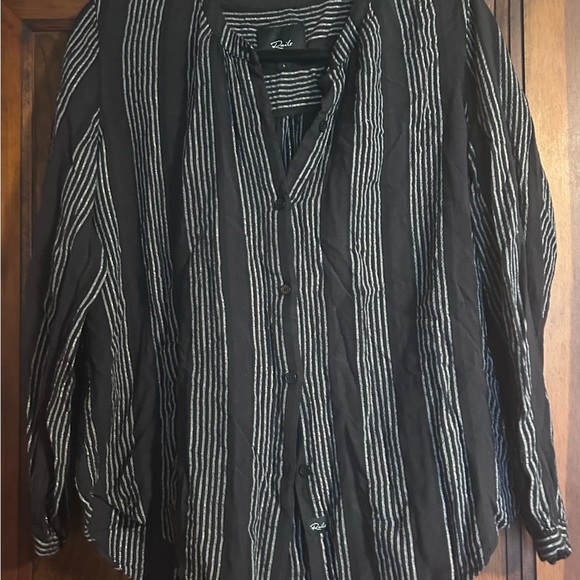 Rails Black and White/gold flecks Striped Shirt - Picture 1 of 6